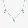 Collier acier et oxydes de zirconium bleus rectangles SO OR