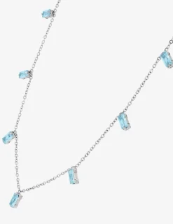 Collier acier et oxydes de zirconium bleus rectangles SO OR