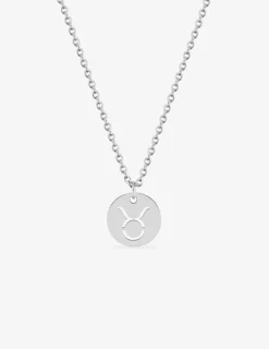 Collier acier gris avec pendentif signe zodiaque taureau SO OR