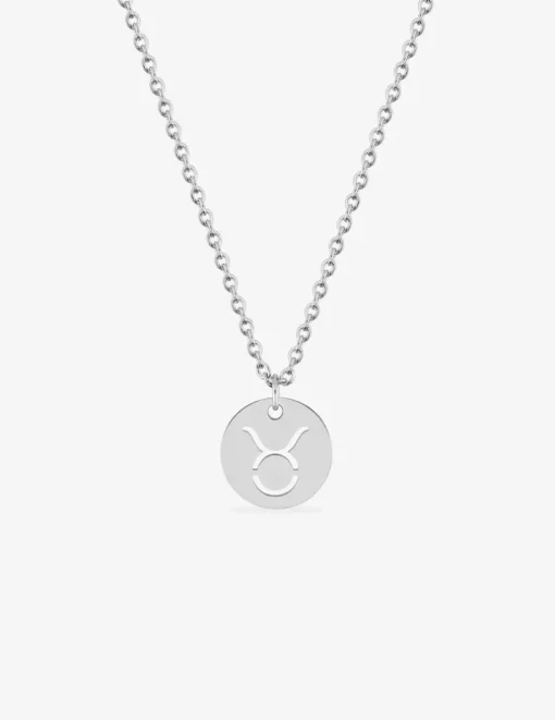 Collier acier gris avec pendentif signe zodiaque taureau SO OR