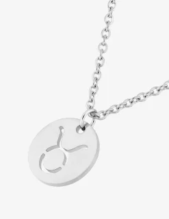 Collier acier gris avec pendentif signe zodiaque taureau SO OR