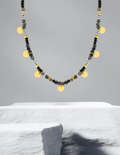 Collier acier noir et doré SO OR