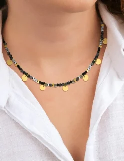 Collier acier noir et doré SO OR