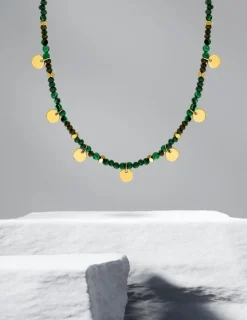 Collier acier vert et doré SO OR
