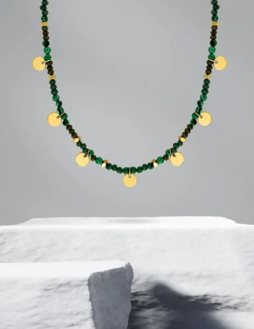 Collier acier vert et doré SO OR
