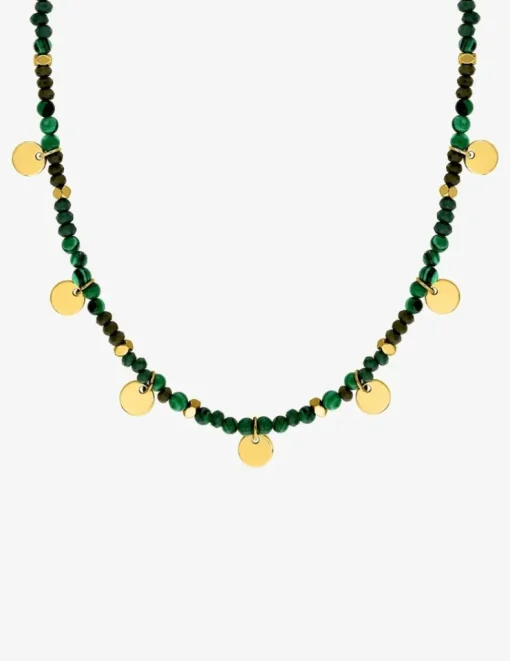Collier acier vert et doré SO OR
