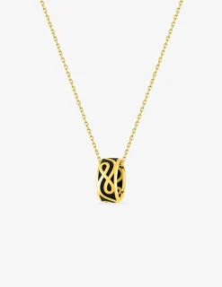 Collier anneau Lorever Or jaune 375‰ et laque noir de jais SO OR