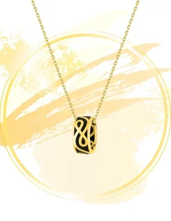 Collier anneau Lorever Or jaune 375‰ et laque noir de jais SO OR