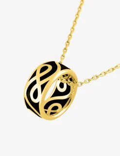 Collier anneau Lorever Or jaune 375‰ et laque noir de jais SO OR
