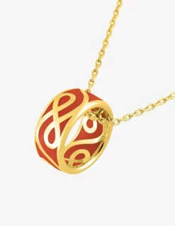 Collier anneau Lorever Or jaune 375‰ et laque corail SO OR