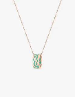 Collier anneau Lorever Or rose 375‰ et laque verte aqua SO OR