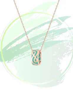 Collier anneau Lorever Or rose 375‰ et laque verte aqua SO OR