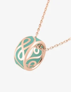 Collier anneau Lorever Or rose 375‰ et laque verte aqua SO OR