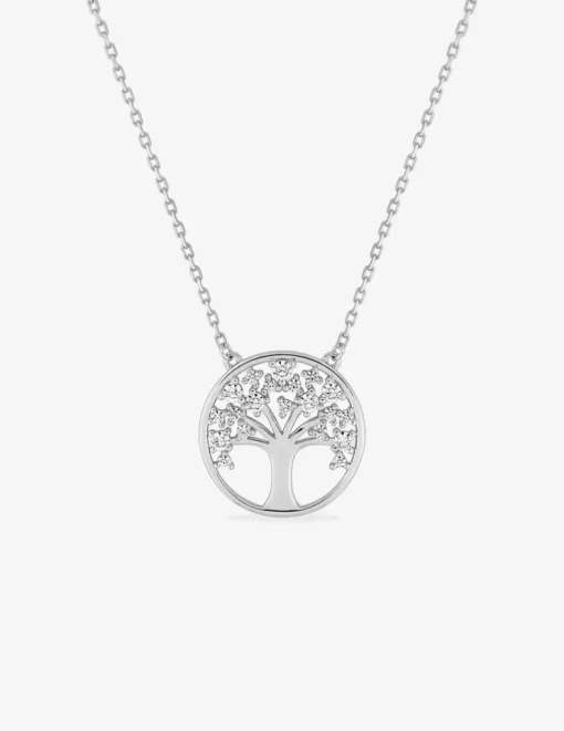 Collier arbre de vie en argent 925 ‰ rhodié et oxydes de zirconium SO OR