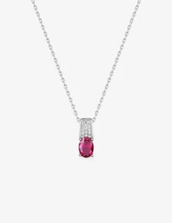 Collier argent 925 ‰ avec oxydes de zirconium blancs et rouge SO OR