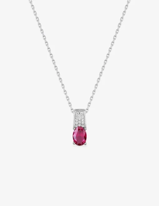 Collier argent 925 ‰ avec oxydes de zirconium blancs et rouge SO OR