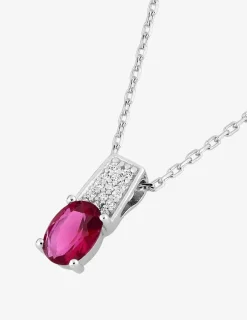 Collier argent 925 ‰ avec oxydes de zirconium blancs et rouge SO OR