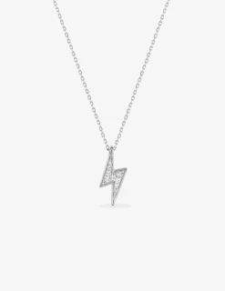 Collier argent 925 ‰ pendentif éclair et oxydes de zirconium SO OR