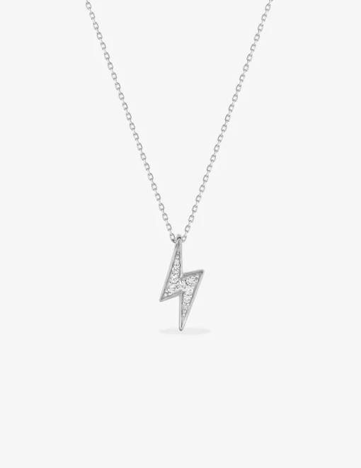 Collier argent 925 ‰ pendentif éclair et oxydes de zirconium SO OR