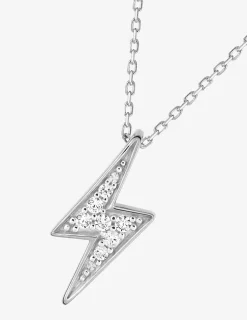 Collier argent 925 ‰ pendentif éclair et oxydes de zirconium SO OR