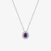 Collier argent 925 ‰ rhodié et oxydes de zirconium violet et blanc SO OR