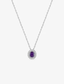 Collier argent 925 ‰ rhodié et oxydes de zirconium violet et blanc SO OR