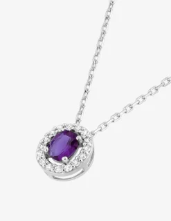 Collier argent 925 ‰ rhodié et oxydes de zirconium violet et blanc SO OR