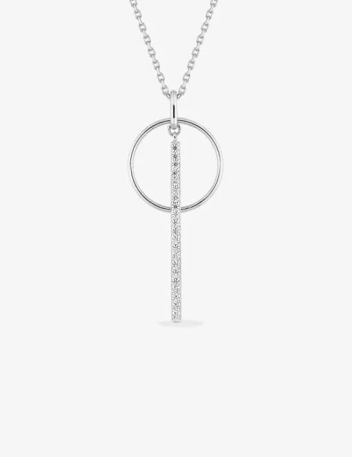 Collier argent 925 ‰ rhodié motif fantaisie avec oxyde de zirconium SO OR