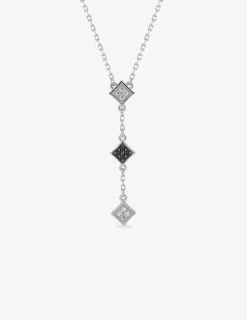 Collier argent 925 ‰ rhodié, motifs losange et oxydes de zirconium SO OR