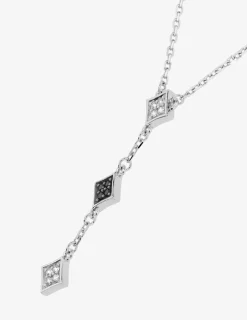 Collier argent 925 ‰ rhodié, motifs losange et oxydes de zirconium SO OR