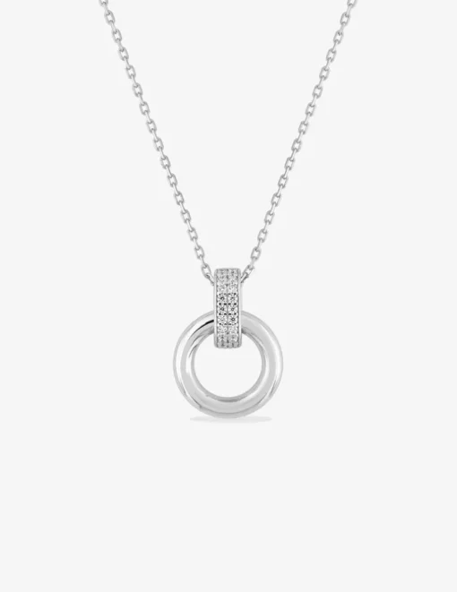 Collier argent 925 ‰ rhodié, motifs circulaires et oxydes de zirconium SO OR