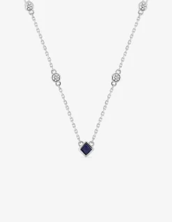 Collier argent 925 ‰ rhodié, oxyde de zirconium blanc et bleu SO OR