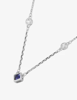 Collier argent 925 ‰ rhodié, oxyde de zirconium blanc et bleu SO OR