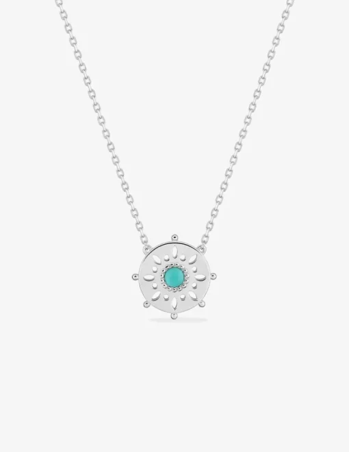 Collier argent 925‰ laqué et émail avec motif sur une fine chaine forçat SO OR