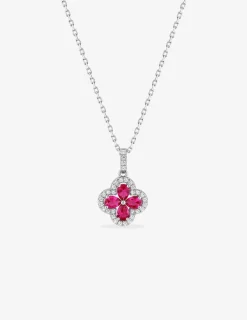 Collier argent 925‰ oxyde rose trèfle fantaisie SO OR