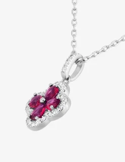 Collier argent 925‰ oxyde rose trèfle fantaisie SO OR
