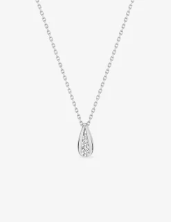 Collier argent 925‰ rhodié et goutte trilogie oxydes de zirconium SO OR