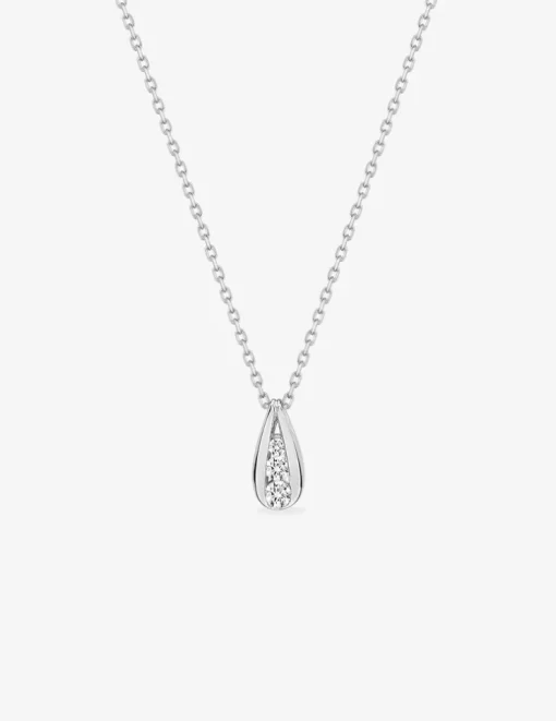 Collier argent 925‰ rhodié et goutte trilogie oxydes de zirconium SO OR