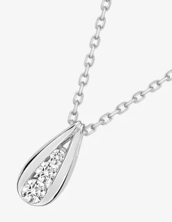 Collier argent 925‰ rhodié et goutte trilogie oxydes de zirconium SO OR