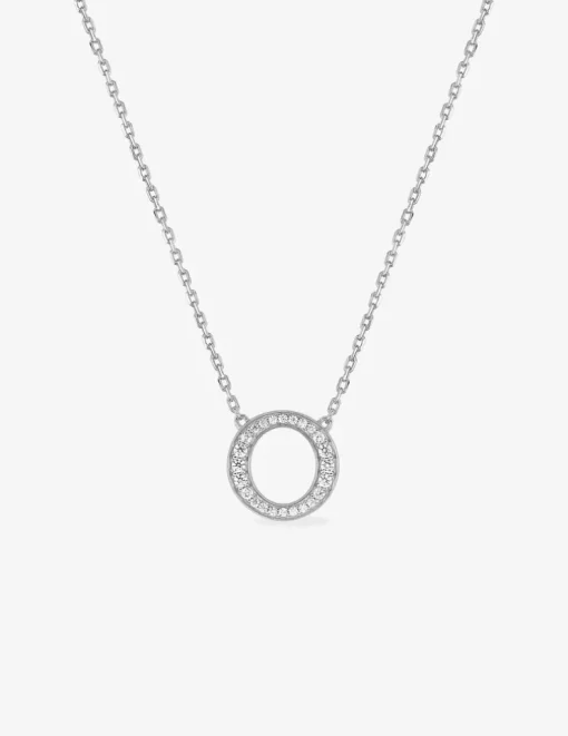 Collier argent 925‰ rhodié et cercle oxydes de zirconium 10 mm SO OR