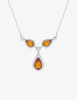 Collier argent 925‰ rhodié et ambre poire SO OR