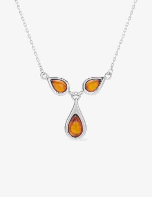 Collier argent 925‰ rhodié et ambre poire SO OR