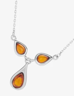 Collier argent 925‰ rhodié et ambre poire SO OR