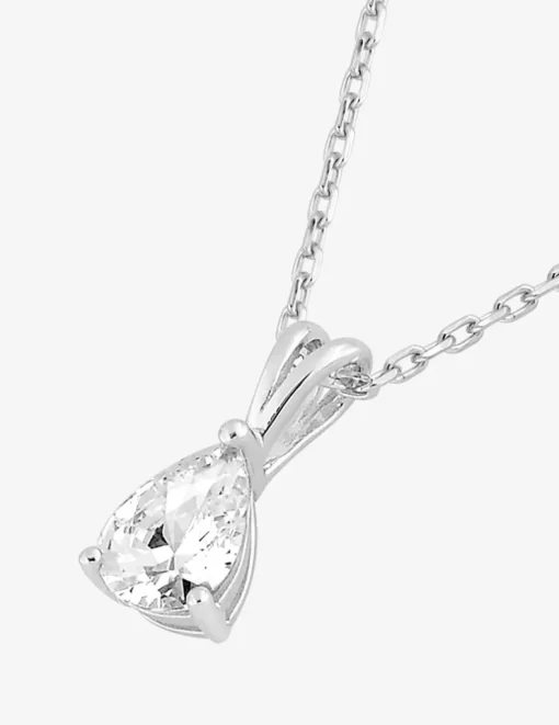 Collier argent 925‰ rhodié et oxyde de zirconium poire SO OR