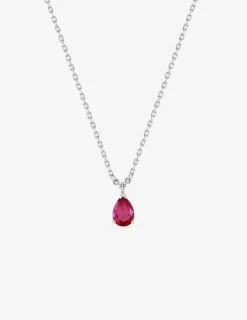 Collier argent 925‰ rhodié et oxyde de zirconium rouge poire SO OR