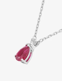Collier argent 925‰ rhodié et oxyde de zirconium rouge poire SO OR