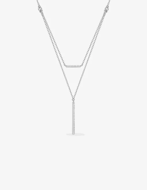 Collier argent 925‰ rhodié et lignes oxydes de zirconium SO OR