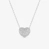 Collier argent 925‰ rhodié et cœur pavage oxydes de zirconium SO OR