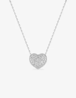 Collier argent 925‰ rhodié et cœur pavage oxydes de zirconium SO OR