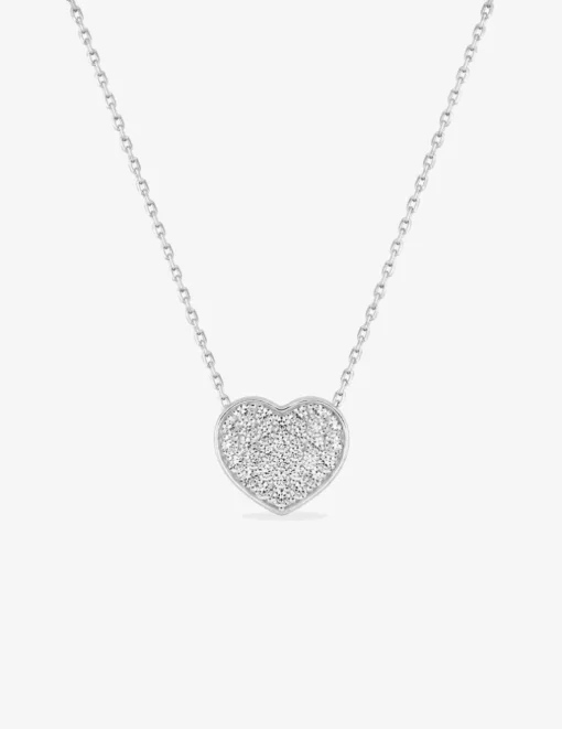 Collier argent 925‰ rhodié et cœur pavage oxydes de zirconium SO OR